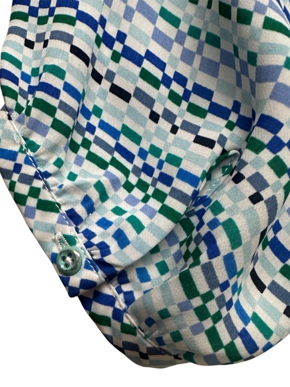 Banana Republic Blue and Green Geometric Scoop Neck Blouse - Picture 7 of 10